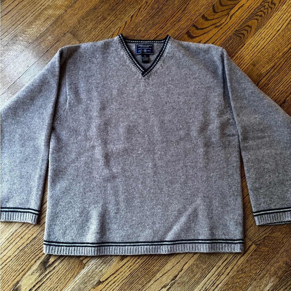 VINTAGE MENS AMERICAN EAGLE
OUTFITTERS beige navy
LAMBSWOOL SWEATER SIZE XL Y2K‎